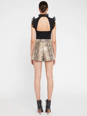 Alice + Olivia - Kerrie Ruffled Open Back Tank in Black