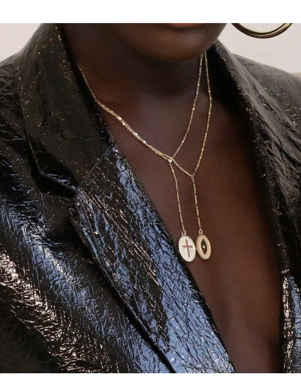 Jennifer Zeuner - London Lariat Necklace in Yellow Vermeil
