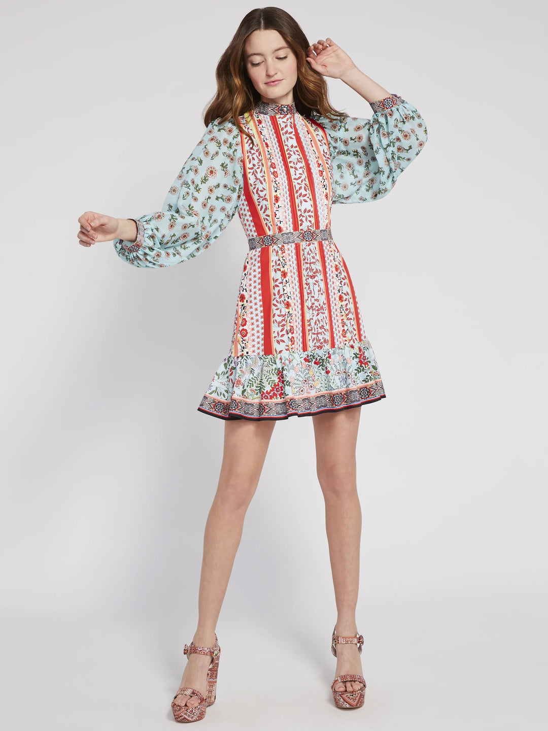 Alice & Olivia - Raya Mandarin Collar Dress in Paloma