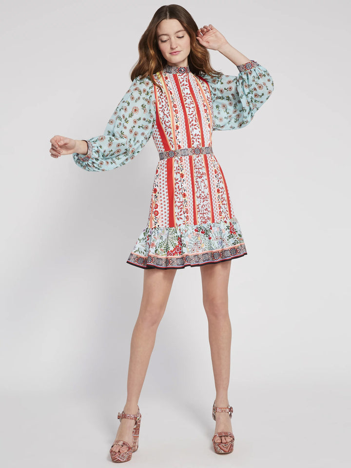 Alice & Olivia - Raya Mandarin Collar Dress in Paloma