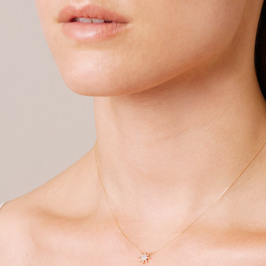 Adina - Solid Pave Starburst Necklace Y14