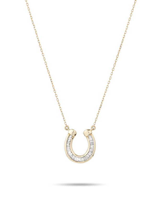 Adina - Baguette Horseshoe Necklace in Y14k