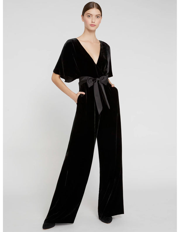 Alice and Olivia - Breanna Wrap Jumpsuit with Satin Belt
