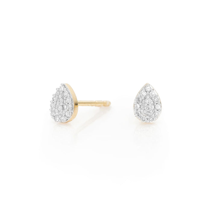 Adina - Super Tiny Solid Pave Teardrop Post in Y14