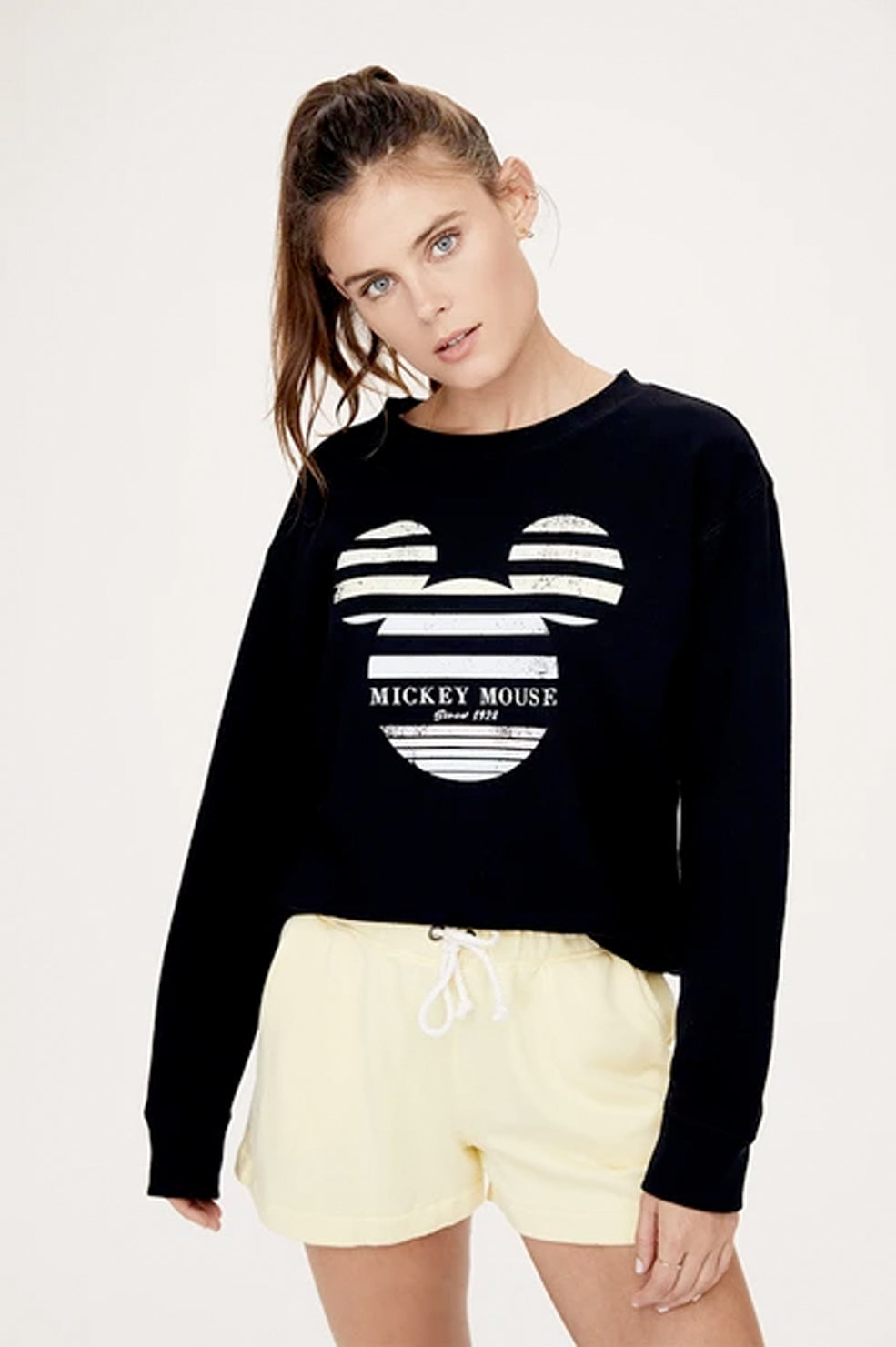 David Lerner - Stripe Mickey Crewneck Pullover in Black Default