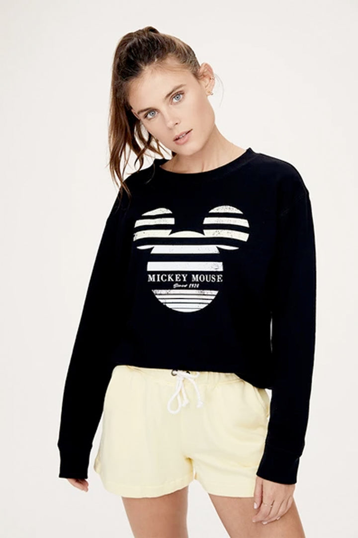 David Lerner - Stripe Mickey Crewneck Pullover in Black Default