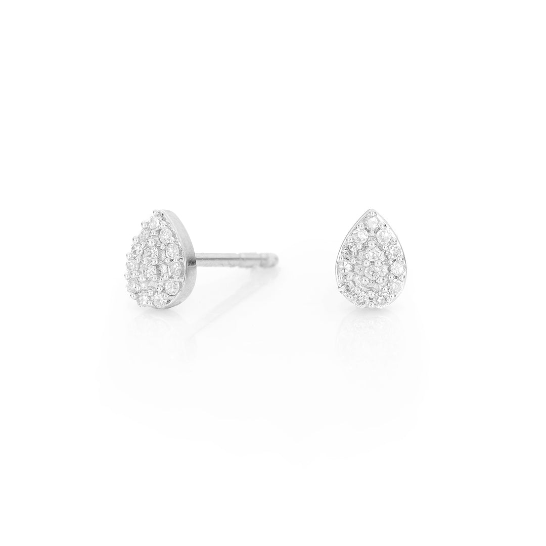 Adina - Super Tiny Solid Pave Teardrop Posts in Sterling Silver