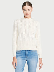 Frame - Pointelle Petal Sweater in Off White