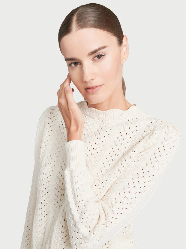 Frame - Pointelle Petal Sweater in Off White