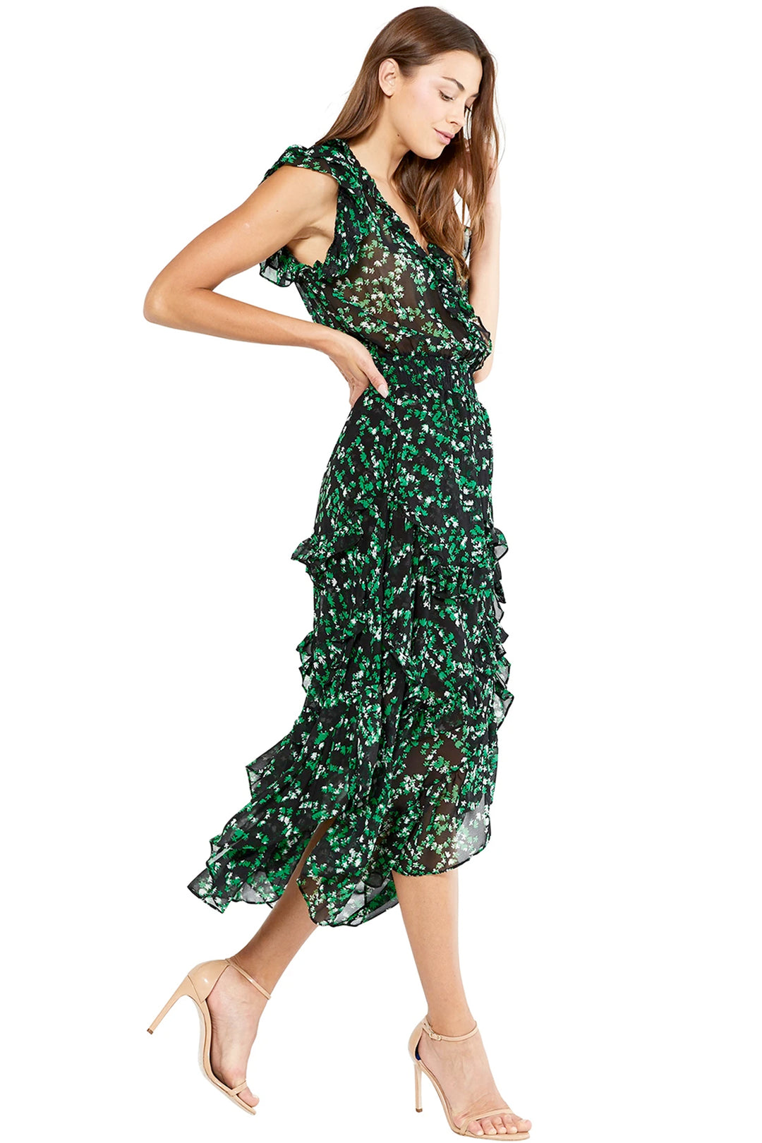 MISA - Dakota Dress in Green Mini Blooms