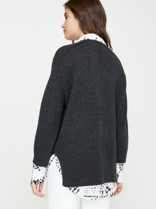 BROCHU WALKER - V-Neck Layered Pullover Dark Charcoal w/ Snake