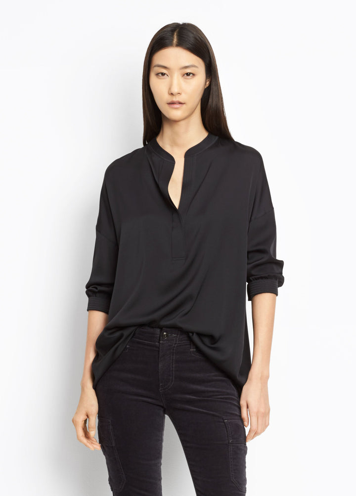 VINCE - Shirred Drape Pullover Blouse - Frog