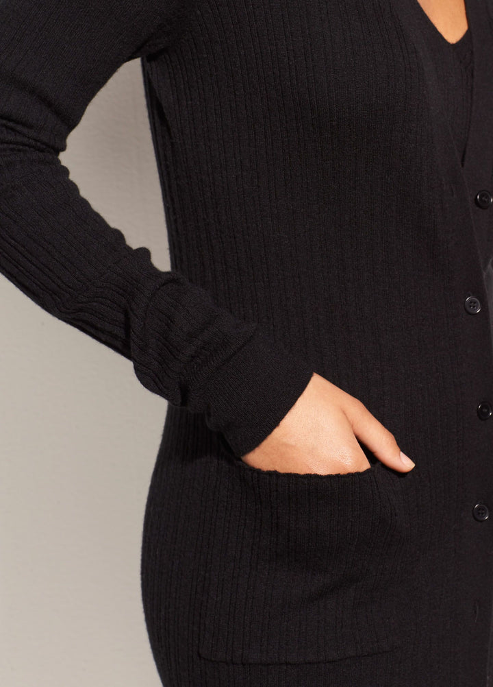 Vince - Mix Ribbed Cashmere Long Button Cardigan