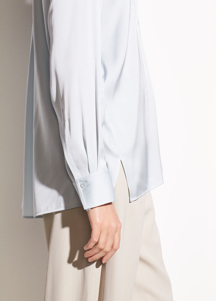 Vince - V-neck Stretch-Silk Blouse in Ice