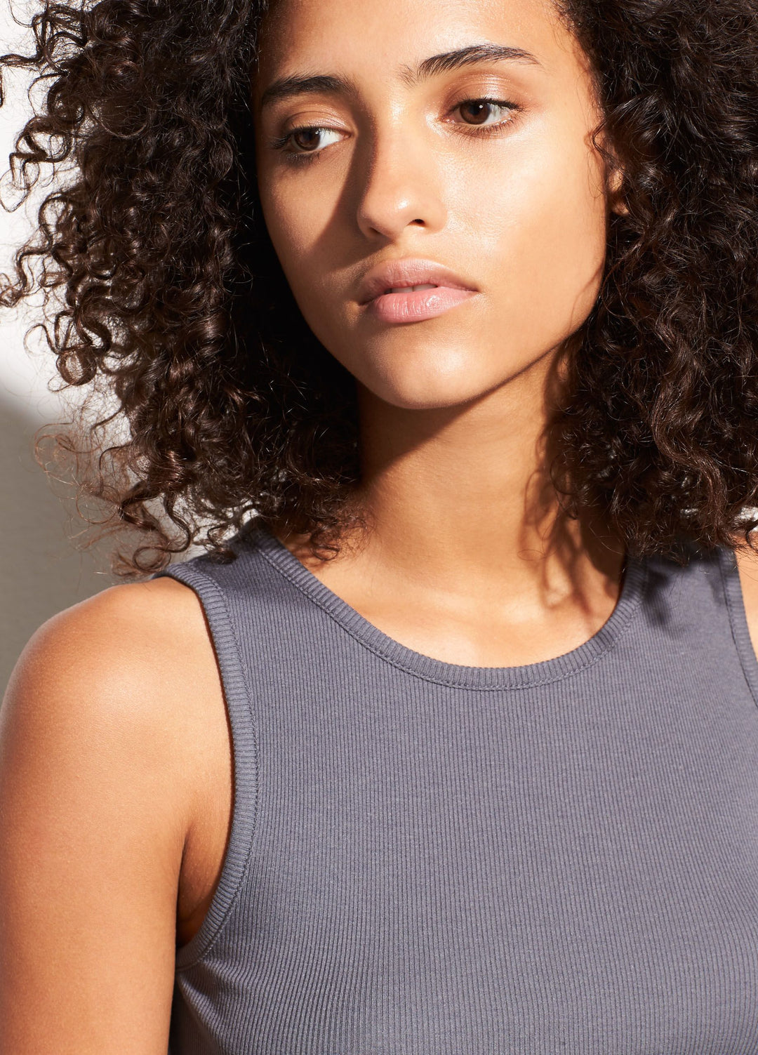 Vince - High Neck Pima Cotton Tank Shadow