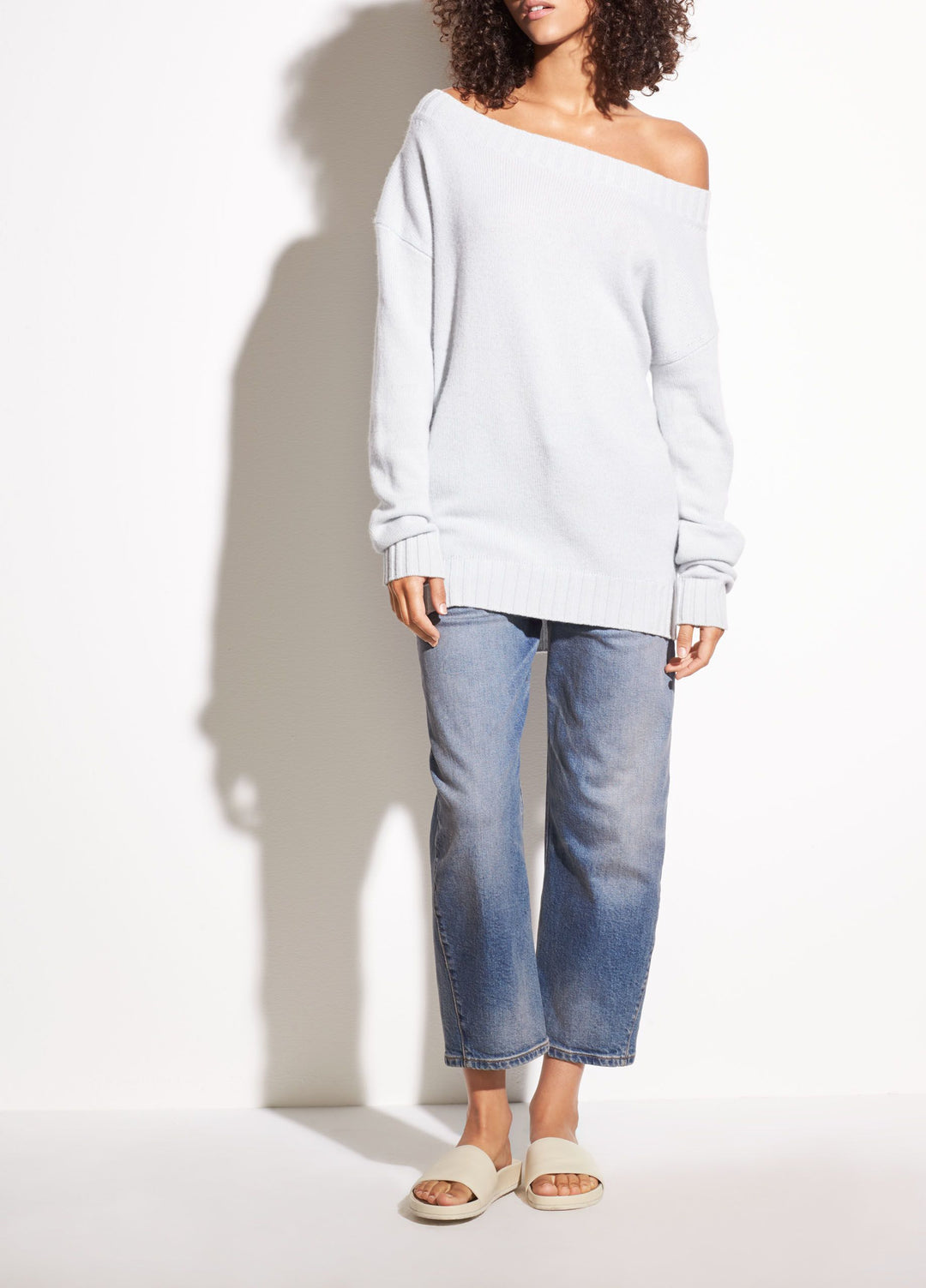 Vince - Off-the-Shoulder Wool and Cashmere Sweater in Sea