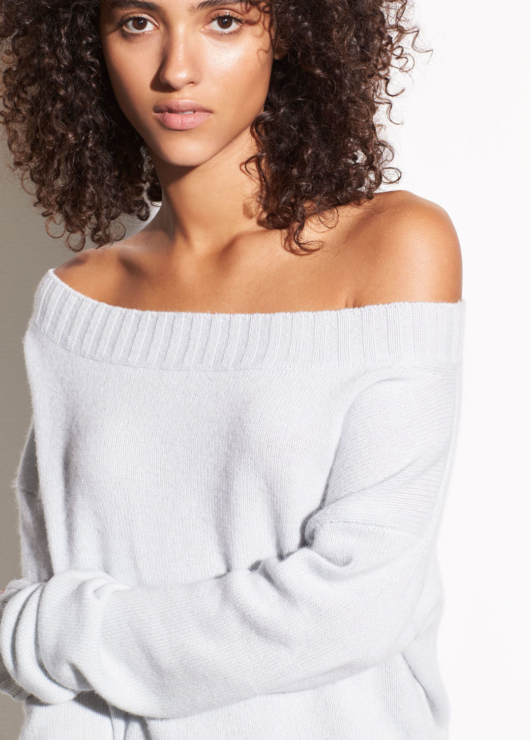 Vince - Off-the-Shoulder Wool and Cashmere Sweater in Sea
