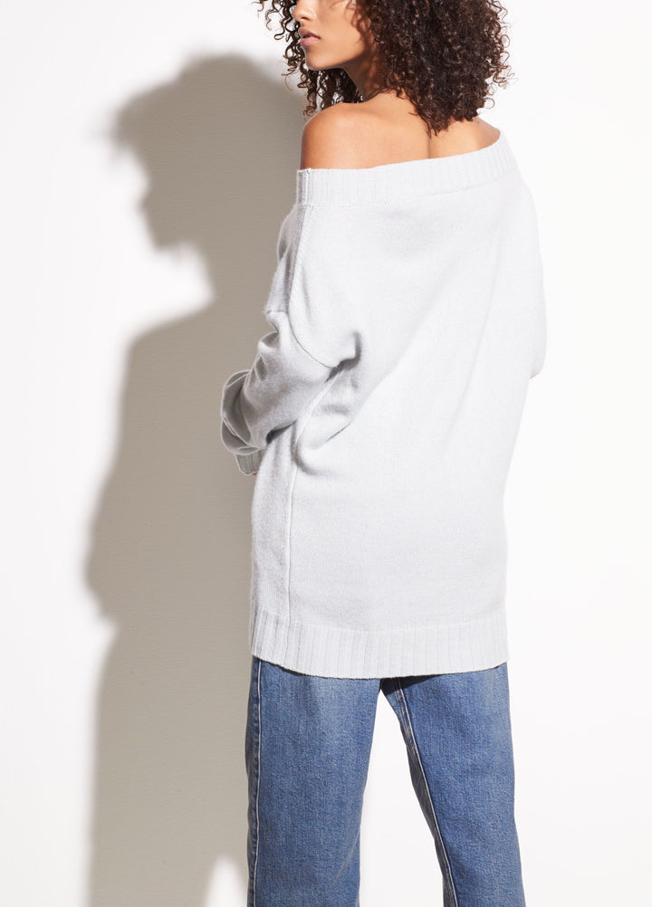 Vince - Off-the-Shoulder Wool and Cashmere Sweater in Sea