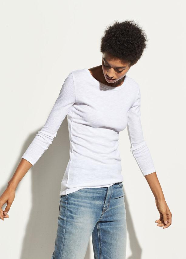 Vince - 3/4 Sleeve Cotton Crew in Optic White
