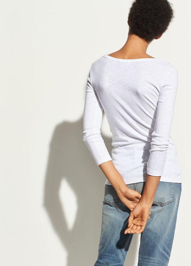 Vince - 3/4 Sleeve Cotton Crew in Optic White