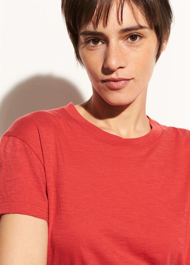 Vince - Short Sleeve Pima Cotton Crew in Poppy