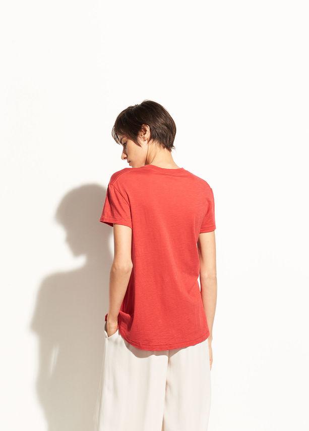 Vince - Short Sleeve Pima Cotton Crew in Poppy