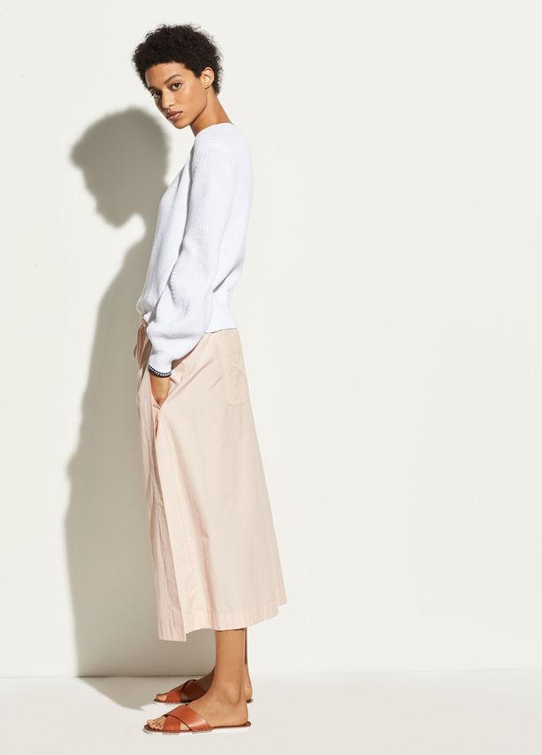 Vince - Bishop Sleeve Rib V-Neck in Optic White/Coastal
