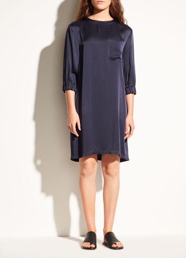 Vince - Gathered Shift Dress in Coastal Blue