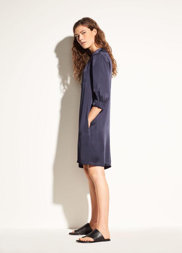 Vince - Gathered Shift Dress in Coastal Blue
