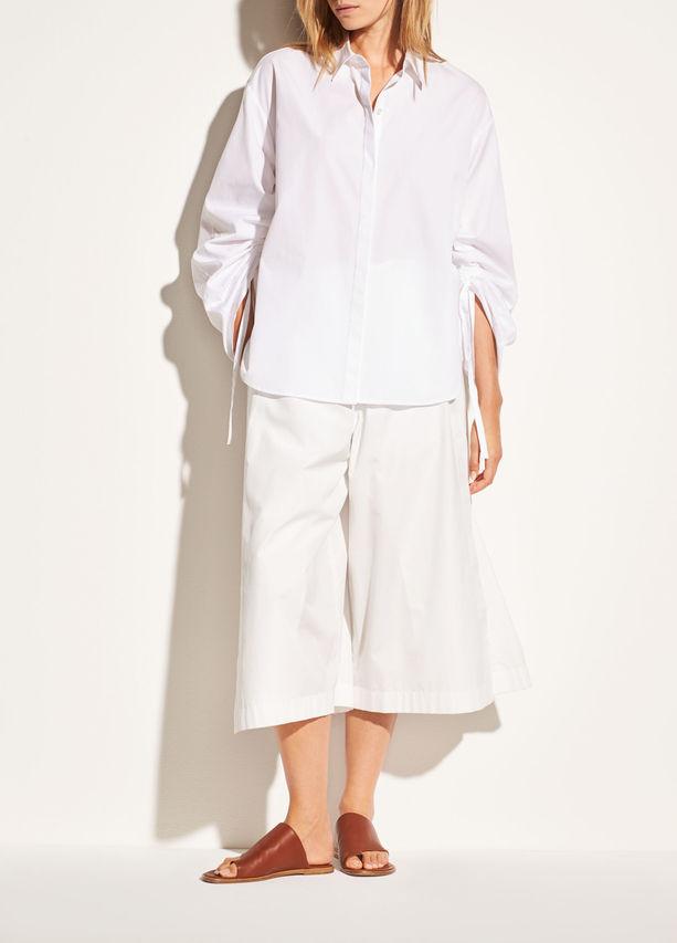 Vince - Cinched Sleeve Cotton Top in Optic White