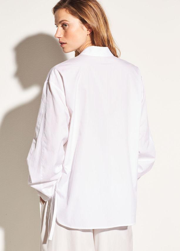 Vince - Cinched Sleeve Cotton Top in Optic White
