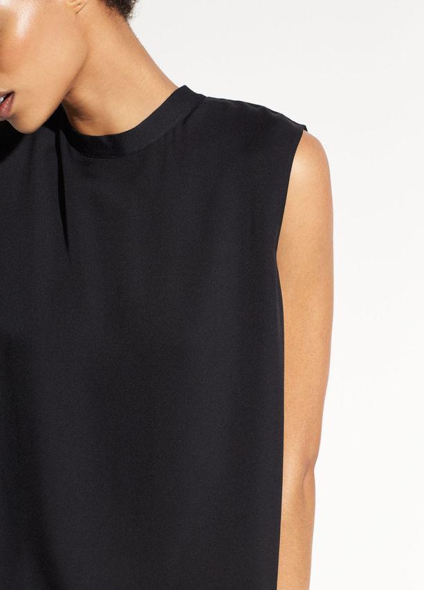 Vince - Sleeveless Mock Neck Silk Blouse in Black