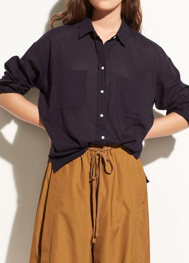 Vince - Textured Double Pocket Blouse in Coastal Blue