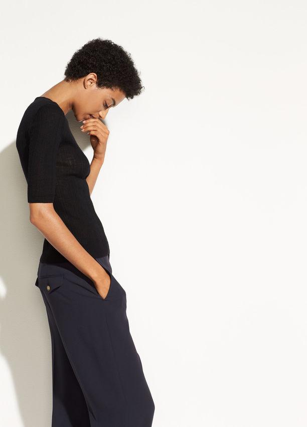 VINCE- Shrunken Mock Neck Pullover Black