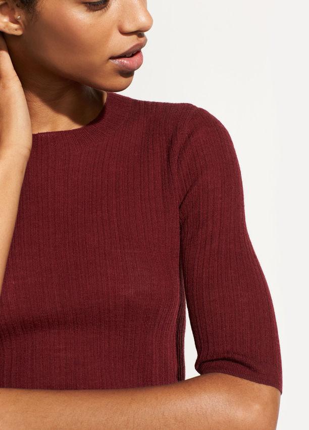 Vince - Shrunken Mock Neck Pullover Merlot