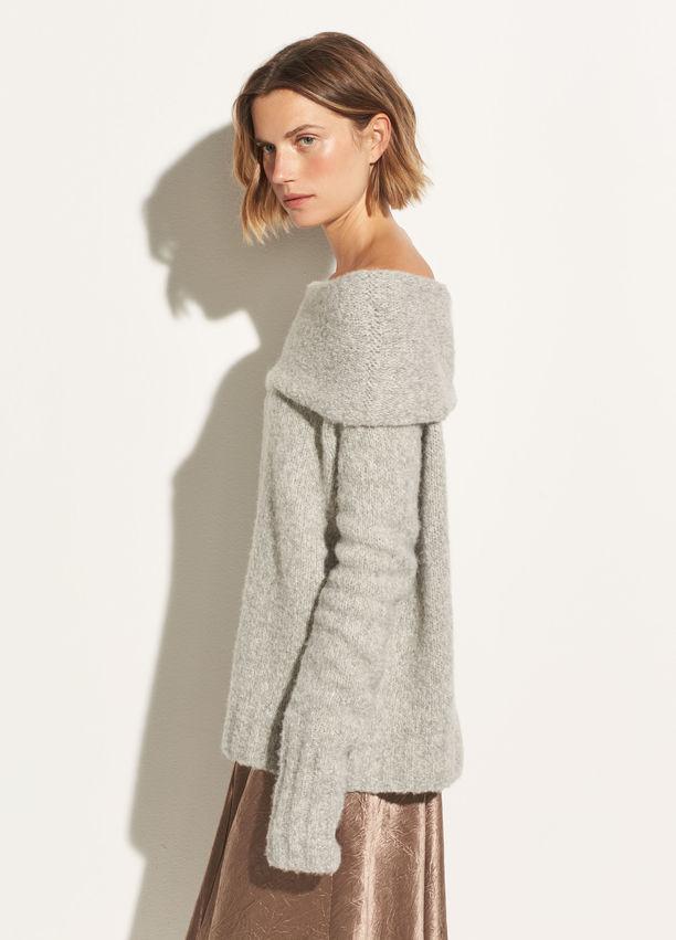 VINCE- Off Shoulder Pullover Heather Grey