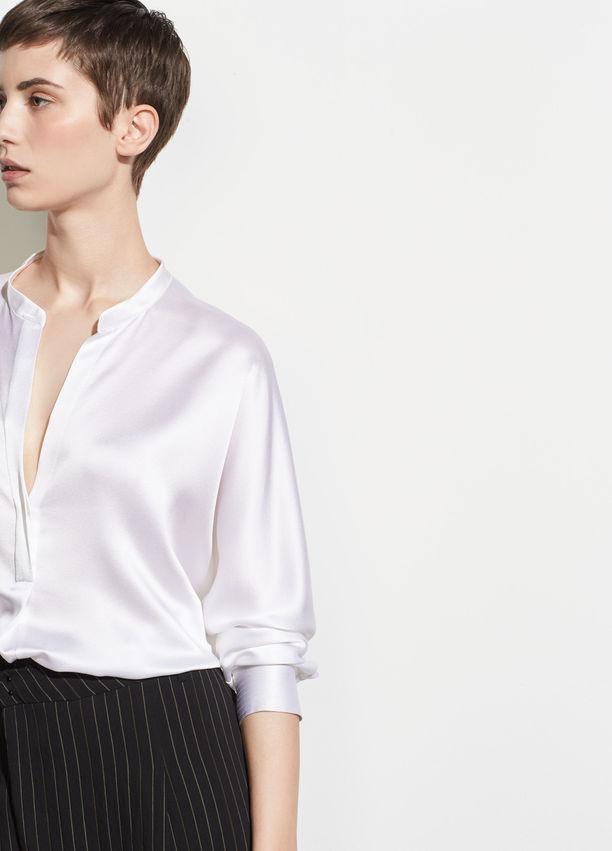 VINCE- Band Collar Blouse Optic White
