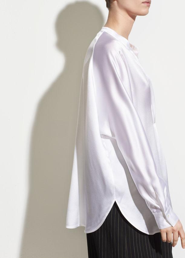 VINCE- Band Collar Blouse Optic White