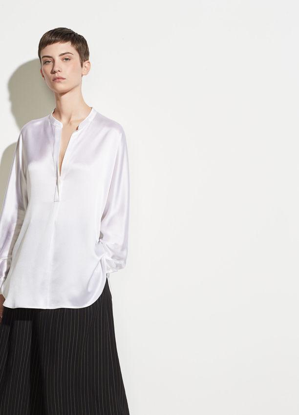 VINCE- Band Collar Blouse Optic White