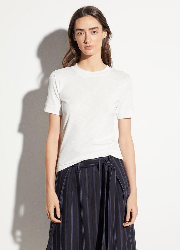 VINCE- Short Sleeve Shrunken Crew Off White