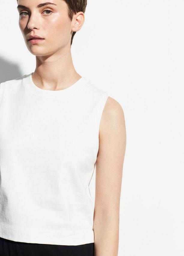 VINCE - Cropped Shell Tank in Off White