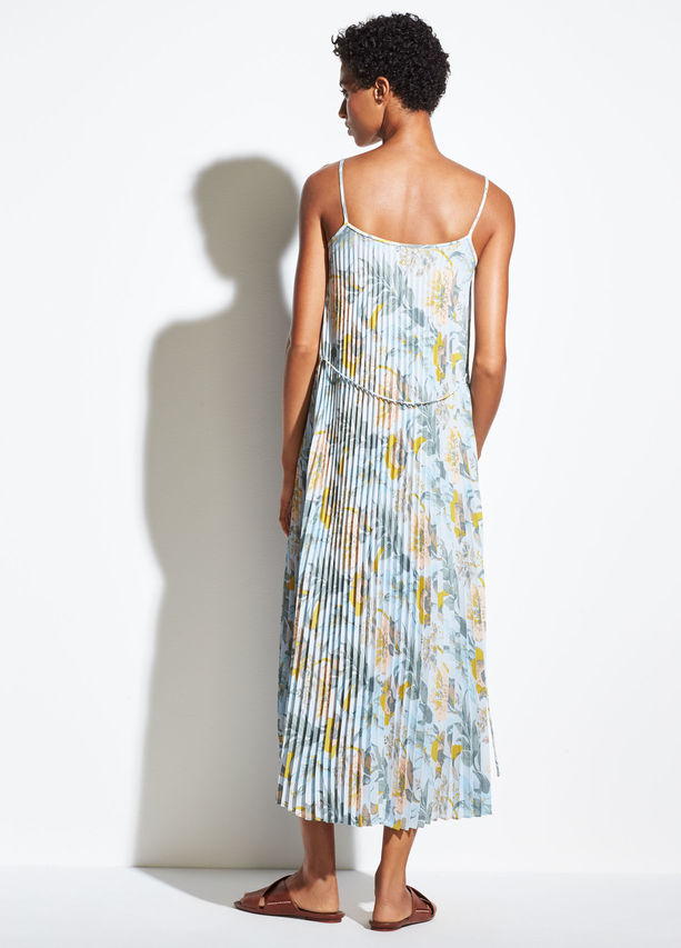 VINCE Marine Garden Pleated Cami Dress in Surf Mist – Blond Genius