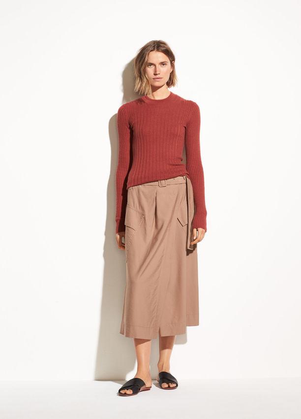VINCE - Mixed Rib Longsleeve in Redwood