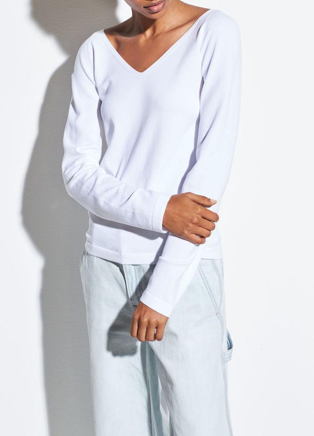 VINCE - Double Vee Pullover in Optic White