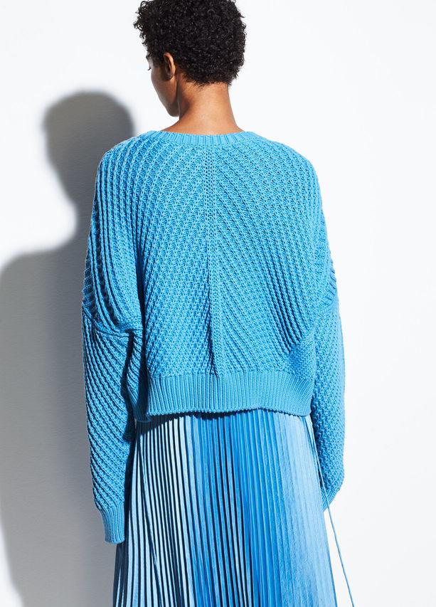 VINCE - Directional Rib Pullover in Blue Pumice