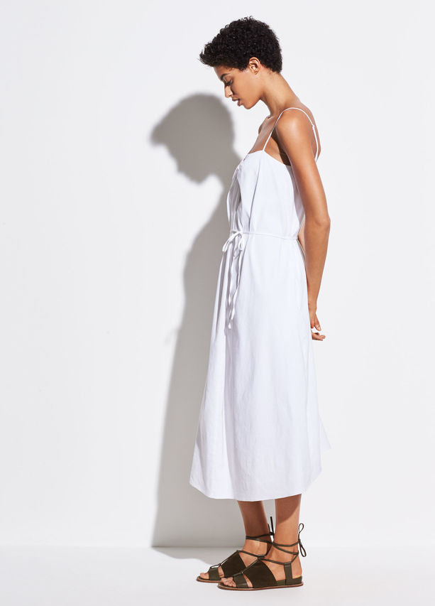 VINCE - Linen Drape Neck Dress in Optic White VINCE - Linen Drape Neck Dress in Optic White