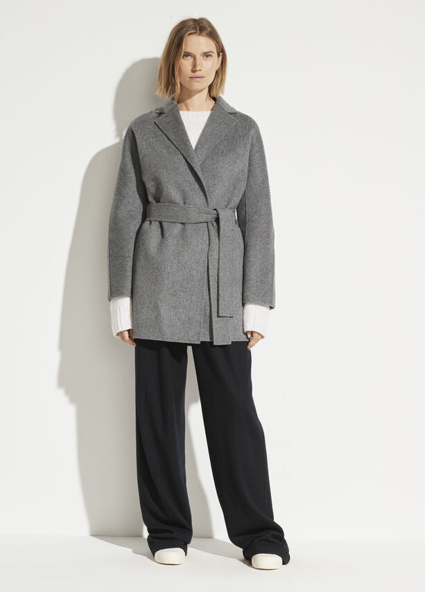 Vince - Belted Cardigan Coat in Medium Heather Grey