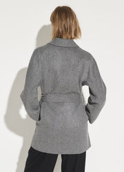 Vince - Belted Cardigan Coat in Medium Heather Grey