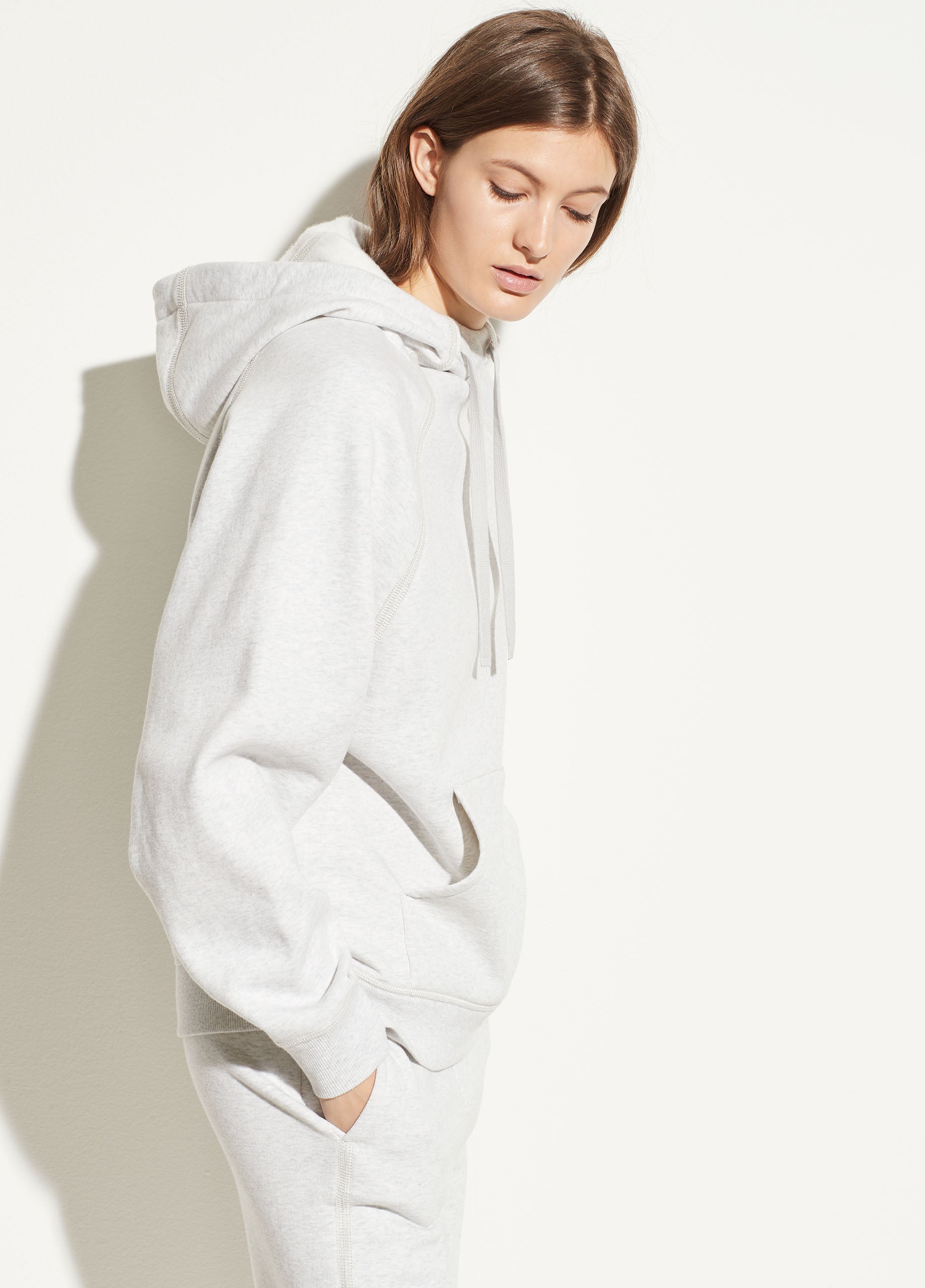 VINCE Raglan Hoodie Light Heather Grey