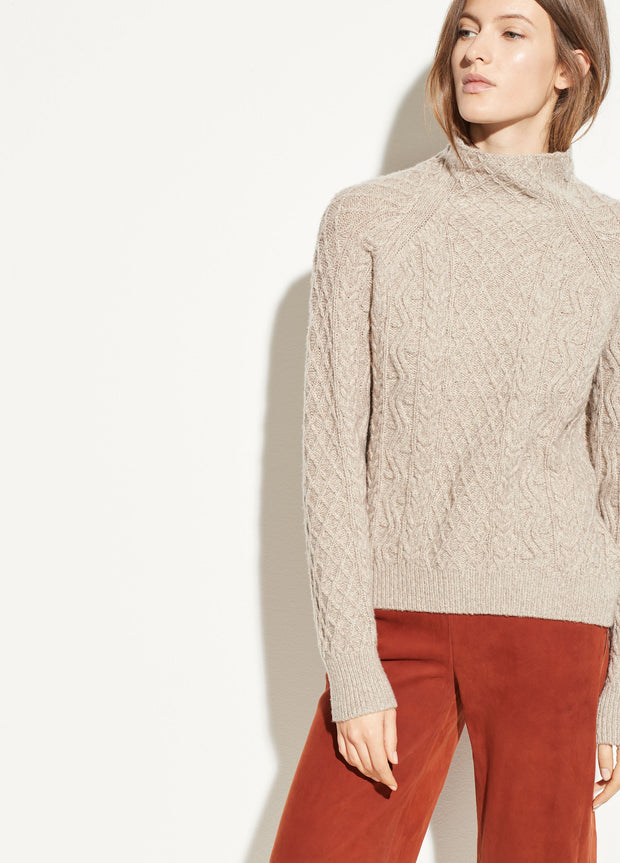 VINCE - Zig Zag Cable Sweater in Marzipan/Taupe